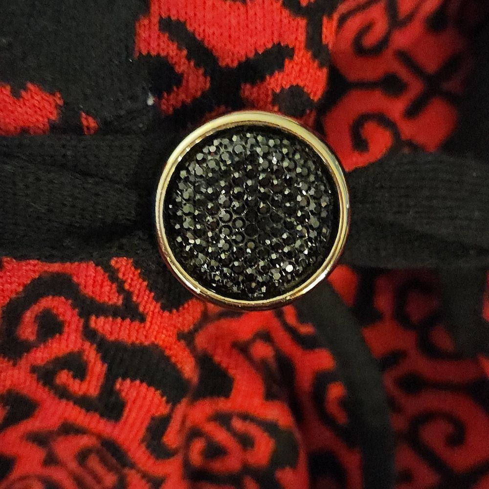 Romance Italy Red and Black Patterned Cardigan XL - Picture 7 of 10